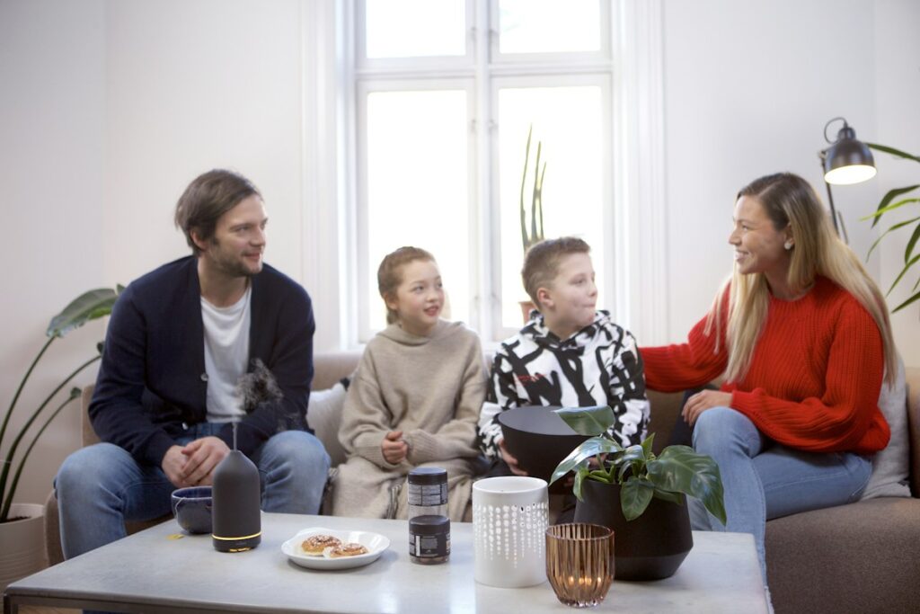 Family talking together at home